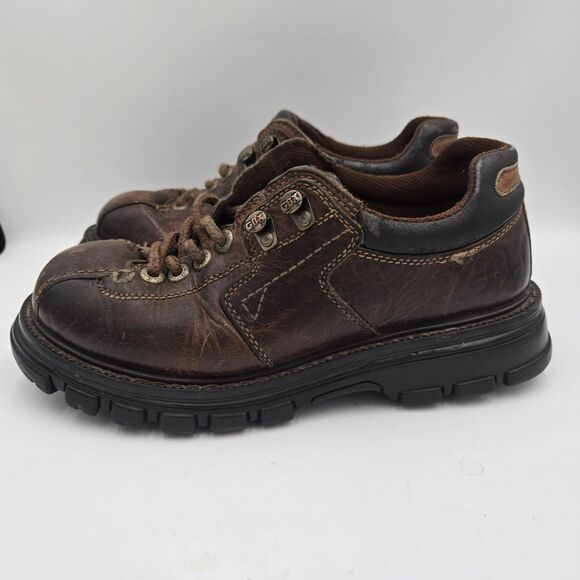 Vtg 90s Y2K GBX Chunky Brown Leather Utility Platform Shoes Men's 8.5 M Grunge - Picture 1 of 15